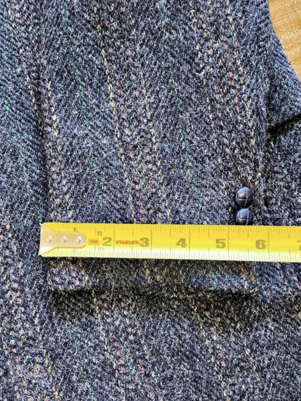 Harris Tweed Wool Sport Coat Striped Herringbone Slate Blue Grey Rust Size 46R - Picture 11 of 16